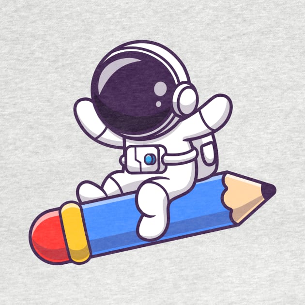 Cute Astronaut Flying With Pencil Rocket by Catalyst Labs